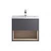 Hudson Reed Coast 600mm Wall Mounted Vanity Unit with Open Shelf & Basin - Grey Gloss/Driftwood