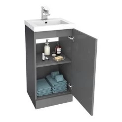 Apollo2 405mm Gloss Grey Floor Standing Vanity Unit -Victorian Plumbing Shop AP2GFS4 d1 460