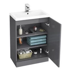 Apollo2 605mm Gloss Grey Open Shelf Floor Standing Vanity Unit -Victorian Plumbing Shop AP2GFS6S ndetail1 460