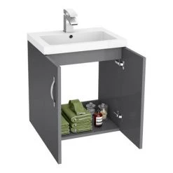 Apollo2 505mm Gloss Grey Wall Hung Vanity Unit 2 Apollo2 505mm Gloss Grey Wall Hung Vanity Unit -Victorian Plumbing Shop AP2GWH5 d1 460