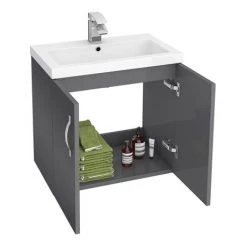 Apollo2 605mm Gloss Grey Wall Hung Vanity Unit 2 Apollo2 605mm Gloss Grey Wall Hung Vanity Unit -Victorian Plumbing Shop AP2GWH6 d1 460