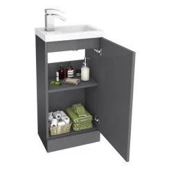 Apollo2 405mm Gloss Grey Compact Floor Standing Vanity Unit 2 Apollo2 405mm Gloss Grey Compact Floor Standing Vanity Unit -Victorian Plumbing Shop APC2GFS4 d1 460