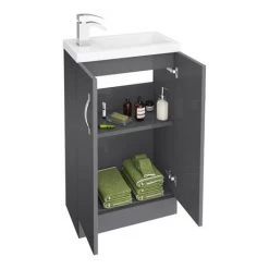 Apollo2 505mm Gloss Grey Compact Floor Standing Vanity Unit -Victorian Plumbing Shop APC2GFS5 d1 460