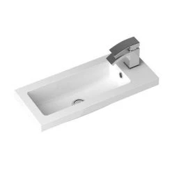 Apollo2 605mm Gloss Grey Open Shelf Compact Floor Standing Vanity Unit w. Matt Black Handle -Victorian Plumbing Shop APC2GFS6SMB d1 460