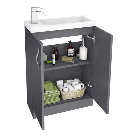 APC2GFS6_nd1_460.jpg Apollo2 605mm Gloss Grey Compact Floor Standing Vanity Unit -Victorian Plumbing Shop APC2GFS6 nd1 460