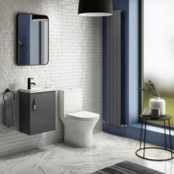 Apollo2 405mm Gloss Grey Compact Wall Hung Vanity Unit -Victorian Plumbing Shop APC2GWH4 d3 460