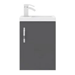Apollo2 405mm Gloss Grey Compact Wall Hung Vanity Unit -Victorian Plumbing Shop APC2GWH4 n d1 460