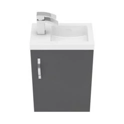 Apollo2 405mm Gloss Grey Compact Wall Hung Vanity Unit -Victorian Plumbing Shop APC2GWH4 n d2 460