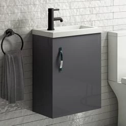Apollo2 405mm Gloss Grey Compact Wall Hung Vanity Unit
