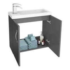 Apollo2 605mm Gloss Grey Compact Wall Hung Vanity Unit 2 Apollo2 605mm Gloss Grey Compact Wall Hung Vanity Unit -Victorian Plumbing Shop APC2GWH6 d1 460