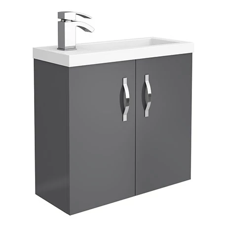 APC2GWH6_np.jpg Apollo2 605mm Gloss Grey Compact Wall Hung Vanity Unit -Victorian Plumbing Shop APC2GWH6 np