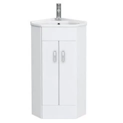 Alaska Corner Vanity Unit - Gloss White - 590mm with Chrome Handles 2 Alaska Corner Vanity Unit - Gloss White - 590mm with Chrome Handles -Victorian Plumbing Shop AV001 ND1 460