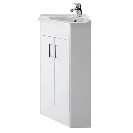 AV001_ND4_460.jpg Alaska Corner Vanity Unit - Gloss White - 590mm with Chrome Handles -Victorian Plumbing Shop AV001 ND4 460