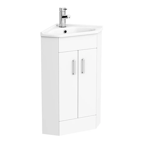 AV001_nwp.jpg Alaska Corner Vanity Unit - Gloss White - 590mm with Chrome Handles -Victorian Plumbing Shop AV001 nwp