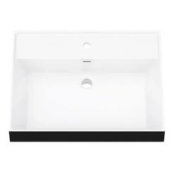 Arezzo Countertop Basin Unit - Concrete-Effect with Black Frame - 800mm inc. Gloss Black Basin -Victorian Plumbing Shop AZ8CB2DBLK d2 460