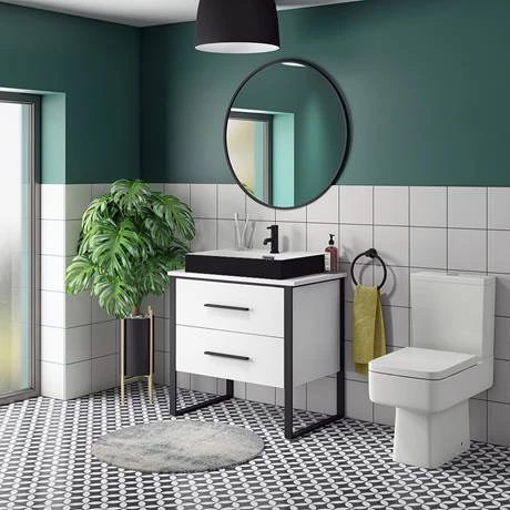 AZ8WB2DBLK_d1_460.jpg Arezzo Countertop Basin Unit - Gloss White with Black Frame - 800mm inc. Gloss Black Basin -Victorian Plumbing Shop AZ8WB2DBLK d1 460