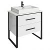 Arezzo Countertop Basin Unit - Gloss White with Black Frame - 800mm inc. Basin