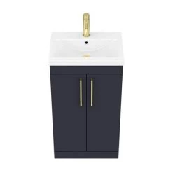 Arezzo 500 Matt Blue Floor Standing Vanity Unit with Brushed Brass Handles 5 Arezzo 500 Matt Blue Floor Standing Vanity Unit with Brushed Brass Handles -Victorian Plumbing Shop AZB5FSVBB D5 460 1