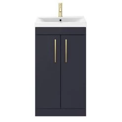 Arezzo 500 Matt Blue Floor Standing Vanity Unit with Brushed Brass Handles 3 Arezzo 500 Matt Blue Floor Standing Vanity Unit with Brushed Brass Handles -Victorian Plumbing Shop AZB5FSVBB d3 460