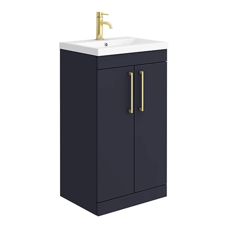 AZB5FSVBB_prod.jpg Arezzo 500 Matt Blue Floor Standing Vanity Unit with Brushed Brass Handles -Victorian Plumbing Shop AZB5FSVBB prod