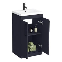 Arezzo 500 Matt Blue Floor Standing Vanity Unit with Matt Black Handles -Victorian Plumbing Shop AZB5FSVBK d4 460