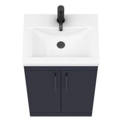 Arezzo 500 Matt Blue Floor Standing Vanity Unit with Matt Black Handles -Victorian Plumbing Shop AZB5FSVBK D5 460