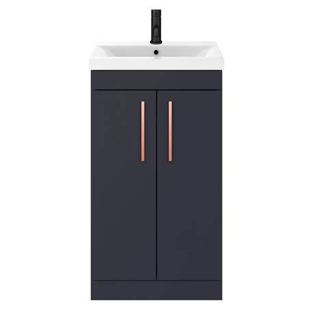 AZB5FSVRG_d2_460.jpg Arezzo 500 Matt Blue Floor Standing Vanity Unit with Rose Gold Handles -Victorian Plumbing Shop AZB5FSVRG d2 460