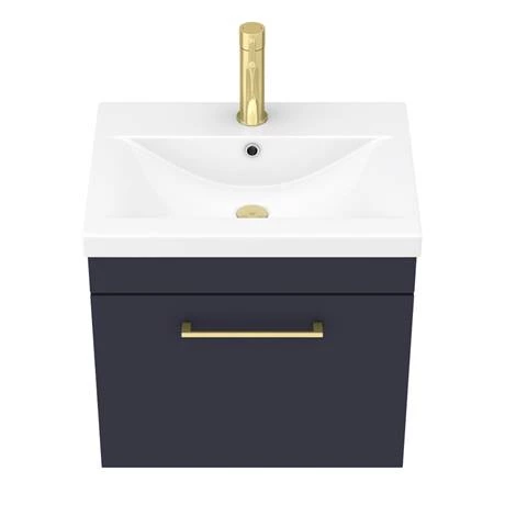 AZB5WHVBB_n_d3_460.jpg Arezzo 500 Matt Blue Wall Hung 1-Drawer Vanity Unit with Brushed Brass Handle -Victorian Plumbing Shop AZB5WHVBB n d3 460