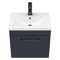 Arezzo 500 Matt Blue Wall Hung 1-Drawer Vanity Unit with Matt Black Handle 5 Arezzo 500 Matt Blue Wall Hung 1-Drawer Vanity Unit with Matt Black Handle -Victorian Plumbing Shop AZB5WHVBK D5 460