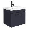 Arezzo 500 Matt Blue Wall Hung 1-Drawer Vanity Unit with Matt Black Handle
