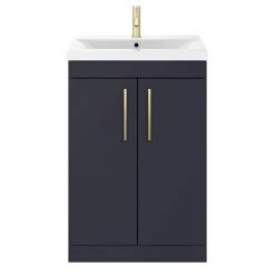Arezzo 600 Matt Blue Floor Standing Vanity Unit with Brushed Brass Handles -Victorian Plumbing Shop AZB6FSVBB nd1 460