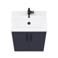 Arezzo Floor Standing Vanity Unit - Matt Blue - 600mm with Industrial Style Black Handles 5 Arezzo Floor Standing Vanity Unit - Matt Blue - 600mm with Industrial Style Black Handles -Victorian Plumbing Shop AZB6FSVBKIS d5 460
