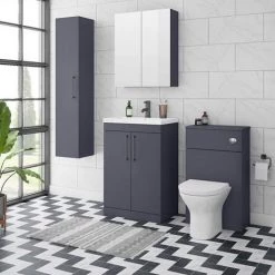 Arezzo 600 Matt Blue Floor Standing Vanity Unit with Matt Black Handles -Victorian Plumbing Shop AZB6FSVBK d3 460