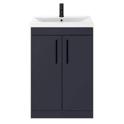 Arezzo 600 Matt Blue Floor Standing Vanity Unit with Matt Black Handles -Victorian Plumbing Shop AZB6FSVBK nd2 460