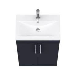Arezzo Floor Standing Vanity Unit - Matt Blue - 600mm with Industrial Style Chrome Handles -Victorian Plumbing Shop AZB6FSVCHIS n d5 460