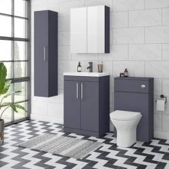 Arezzo 600 Matt Blue Floor Standing Vanity Unit with Chromes Handles 4 Arezzo 600 Matt Blue Floor Standing Vanity Unit with Chromes Handles -Victorian Plumbing Shop AZB6FSVCH d4 460