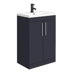 Arezzo 600 Matt Blue Floor Standing Vanity Unit with Chromes Handles