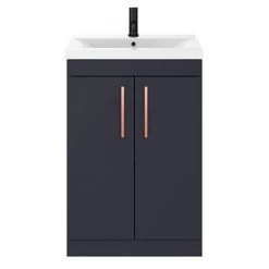 Arezzo 600 Matt Blue Floor Standing Vanity Unit with Rose Gold Handles -Victorian Plumbing Shop AZB6FSVRG nd1 460