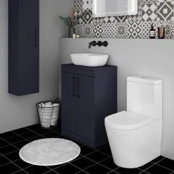 Arezzo Floor Standing Countertop Vanity Unit - Matt Blue - 600mm with Matt Black Handles 3 Arezzo Floor Standing Countertop Vanity Unit - Matt Blue - 600mm with Matt Black Handles -Victorian Plumbing Shop AZB6FSWBK d3 460