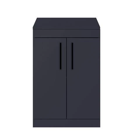 AZB6FSWBK_nd1_460.jpg Arezzo Floor Standing Countertop Vanity Unit - Matt Blue - 600mm with Matt Black Handles -Victorian Plumbing Shop AZB6FSWBK nd1 460