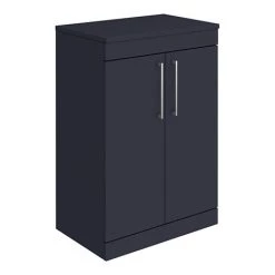 Arezzo Floor Standing Countertop Vanity Unit - Matt Blue - 600mm with Chrome Handles