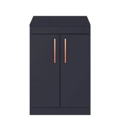 Arezzo Floor Standing Countertop Vanity Unit - Matt Blue - 600mm with Rose Gold Handles -Victorian Plumbing Shop AZB6FSWRG d3 460