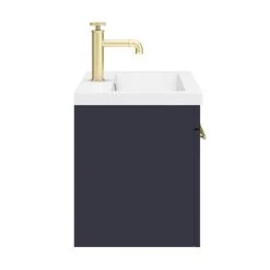 Arezzo Wall Hung Vanity Unit - Matt Blue - 600mm with Industrial Style Brushed Brass Handle 5 Arezzo Wall Hung Vanity Unit - Matt Blue - 600mm with Industrial Style Brushed Brass Handle -Victorian Plumbing Shop AZB6WHVBBIS d6 460