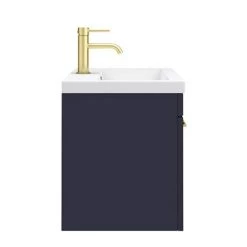 Arezzo 600 Matt Blue Wall Hung 1-Drawer Vanity Unit with Brushed Brass Handle 4 Arezzo 600 Matt Blue Wall Hung 1-Drawer Vanity Unit with Brushed Brass Handle -Victorian Plumbing Shop AZB6WHVBB D5 460