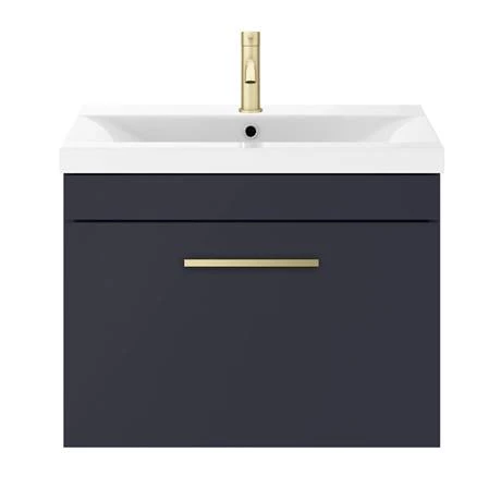 AZB6WHVBB_d1_460.jpg Arezzo 600 Matt Blue Wall Hung 1-Drawer Vanity Unit with Brushed Brass Handle -Victorian Plumbing Shop AZB6WHVBB d1 460