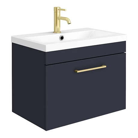 AZB6WHVBB_prod.jpg Arezzo 600 Matt Blue Wall Hung 1-Drawer Vanity Unit with Brushed Brass Handle -Victorian Plumbing Shop AZB6WHVBB prod