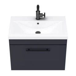 Arezzo Wall Hung Vanity Unit - Matt Blue - 600mm with Industrial Style Black Handle 4 Arezzo Wall Hung Vanity Unit - Matt Blue - 600mm with Industrial Style Black Handle -Victorian Plumbing Shop AZB6WHVBKIS d5 460