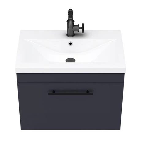 AZB6WHVBKIS-d5_460.jpg Arezzo Wall Hung Vanity Unit - Matt Blue - 600mm with Industrial Style Black Handle -Victorian Plumbing Shop AZB6WHVBKIS d5 460