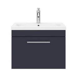 Arezzo Wall Hung Vanity Unit - Matt Blue - 600mm with Industrial Style Chrome Handle 4 Arezzo Wall Hung Vanity Unit - Matt Blue - 600mm with Industrial Style Chrome Handle -Victorian Plumbing Shop AZB6WHVCHIS d4 460