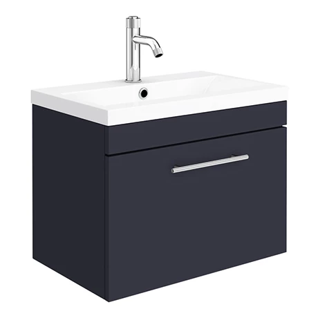 AZB6WHVCHIS_p.jpg Arezzo Wall Hung Vanity Unit - Matt Blue - 600mm with Industrial Style Chrome Handle -Victorian Plumbing Shop AZB6WHVCHIS p
